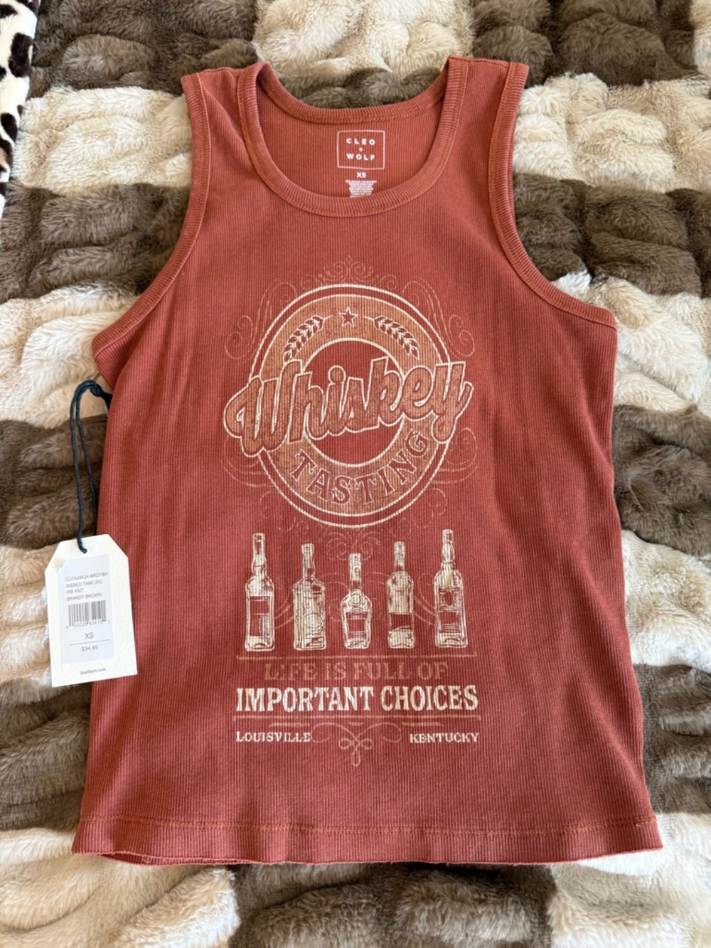 Cleo + Wolf Women's Whiskey Tasting Tank Top in Rust